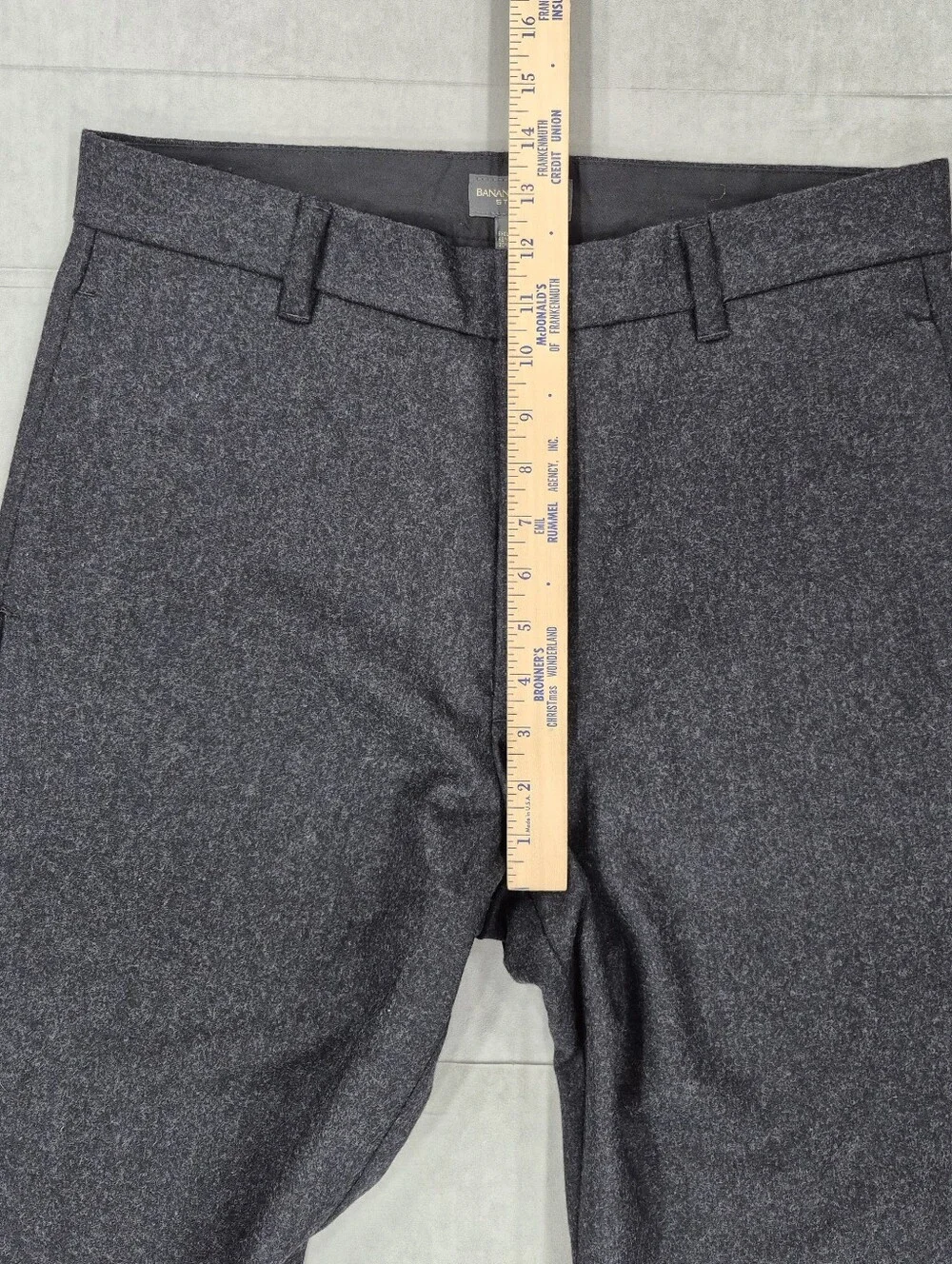 Banana Republic Stretch wool dress pants men's 32R black gray flat front trouser